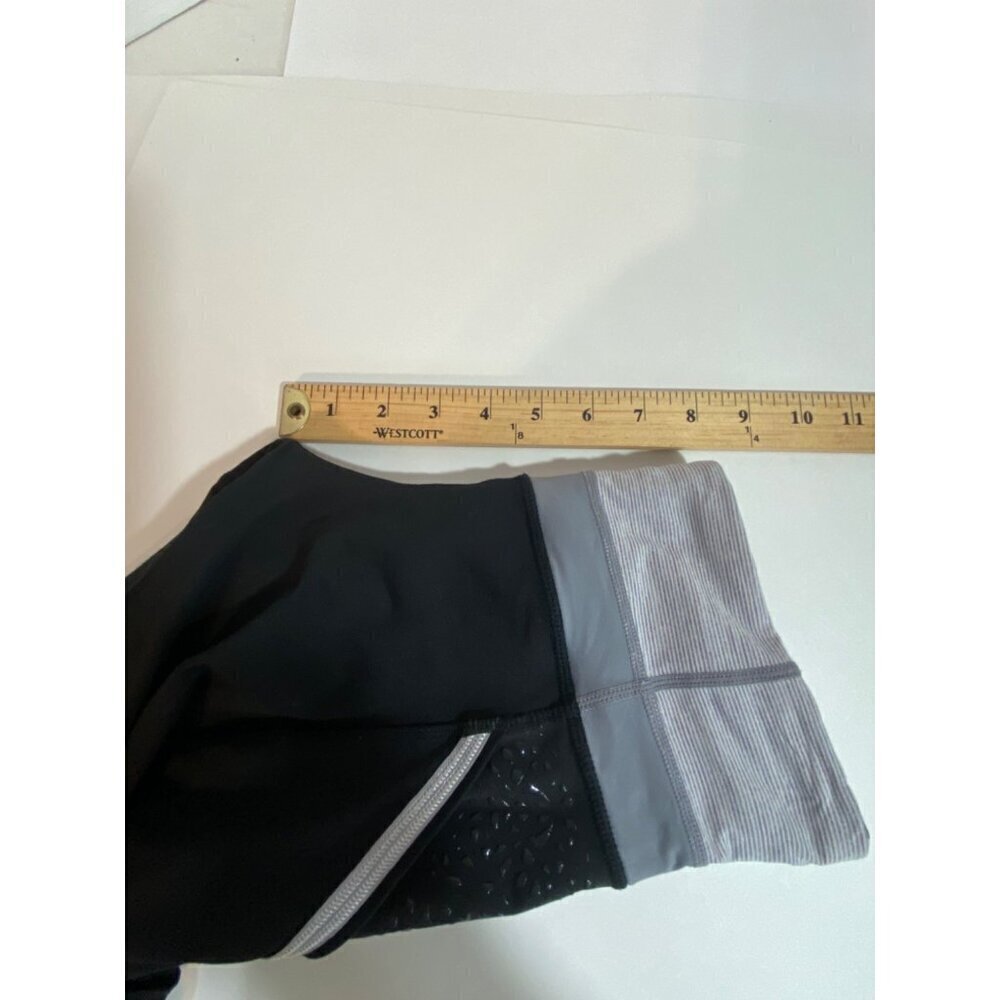 Lululemon Run A Marathon Cropped Leggings Black Reflective Pockets Womens Size 4 - Picture 8 of 9